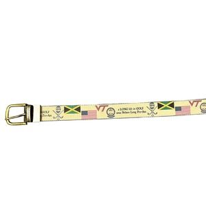Doc Murphy Golf Pro-Am Belt 44 VT Nelson Long 2022 Jamaica USA Flag Leather